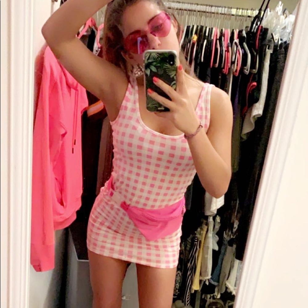 Forever 21 pink gingham bodycon mini